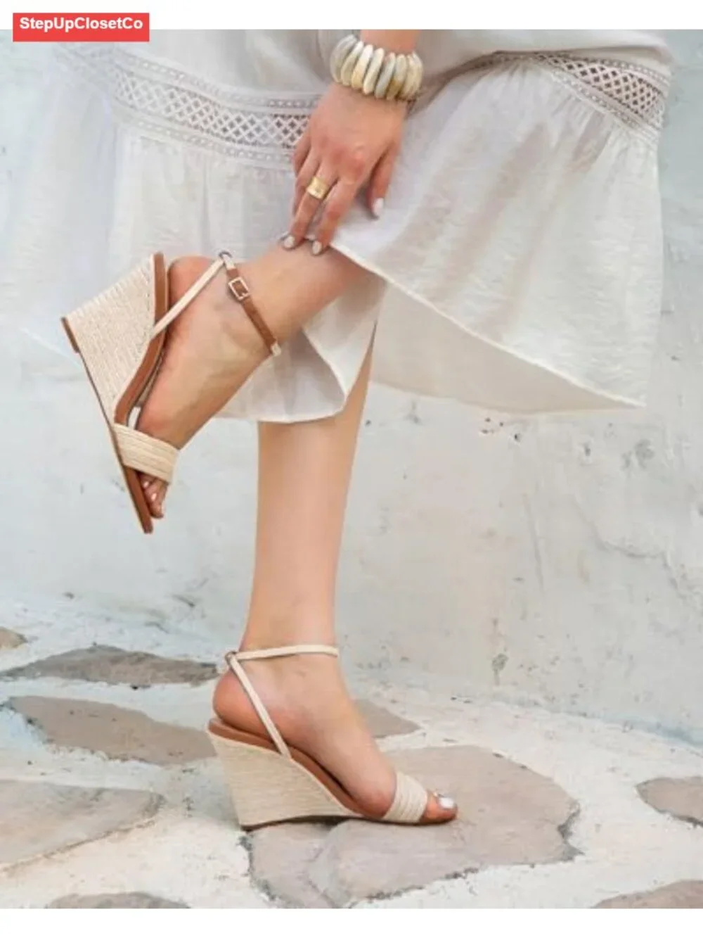 Womens Espadrille Wedges Sandals Raffia Open Toe Ankle Strap Summer Shoes